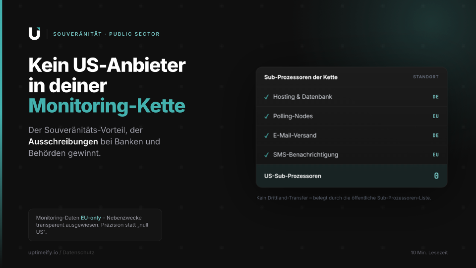Prüfliste eines Ausschreibungsverfahrens mit erfüllter Anforderung zur EU-Datenverarbeitung ohne US-Sub-Prozessoren
