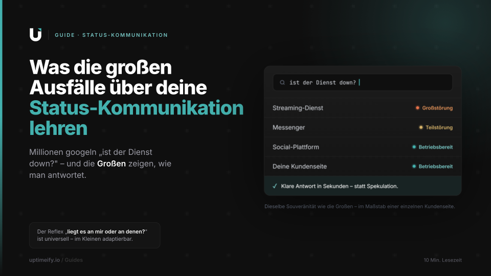 Nutzer prüft den Server-Status eines großen Online-Dienstes auf einer Status-Seite während einer Störung
