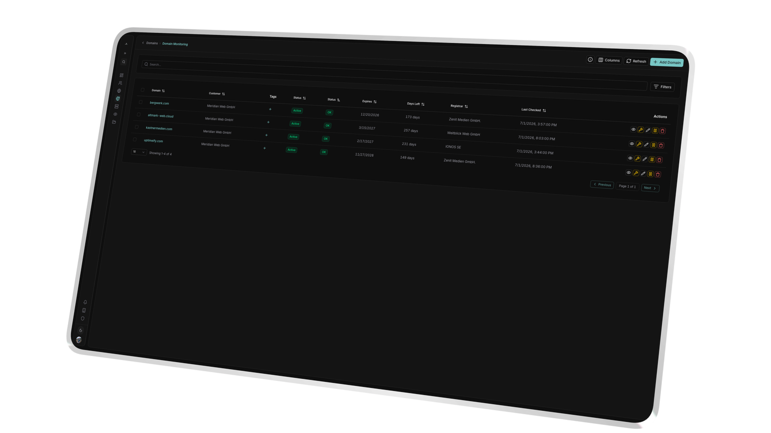 Monitoring. No forgotten renewal, ever.
