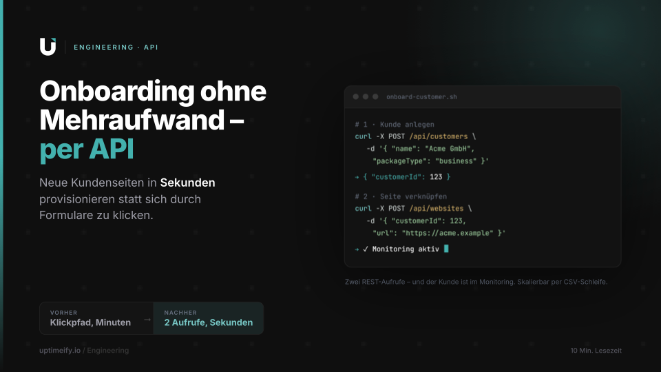 REST-API-Aufruf, der einen neuen Kunden samt Monitoring in einem Schritt provisioniert